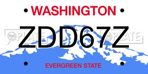 ZDD67Z Washington License Plate