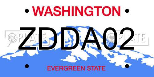 ZDDA02 Washington License Plate