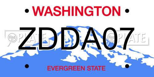 ZDDA07 Washington License Plate