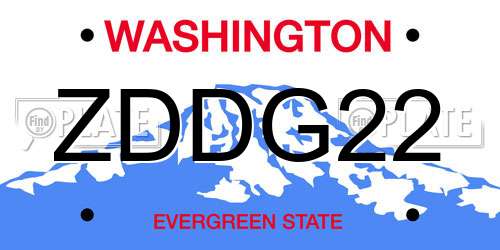 ZDDG22 Washington License Plate