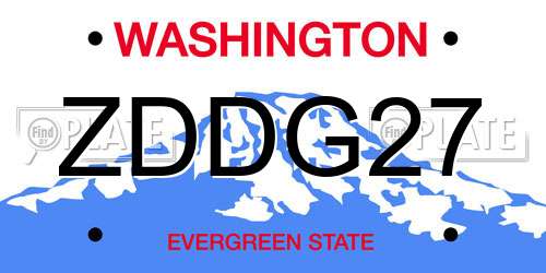 ZDDG27 Washington License Plate