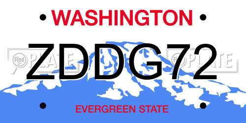 ZDDG72 Washington License Plate