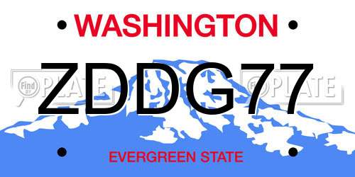 ZDDG77 Washington License Plate