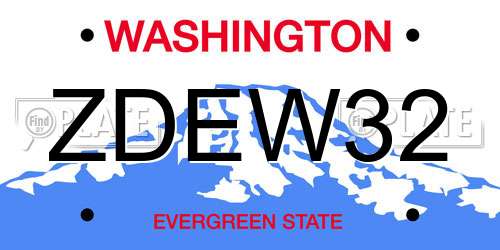 ZDEW32 Washington License Plate