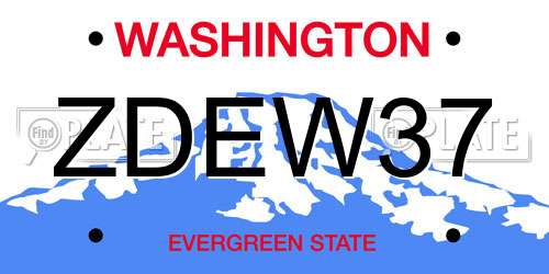 ZDEW37 Washington License Plate