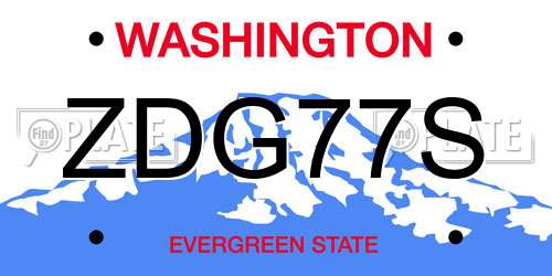 ZDG77S Washington License Plate