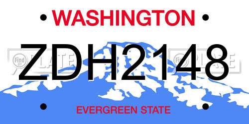 ZDH2148 Washington License Plate