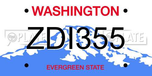 ZDI355 Washington License Plate