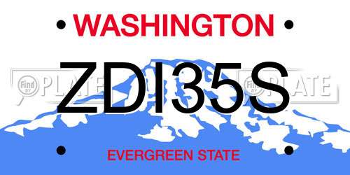 ZDI35S Washington License Plate