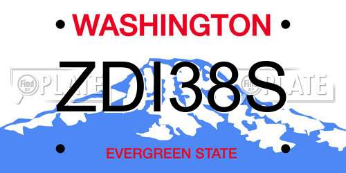 ZDI38S Washington License Plate