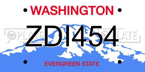 ZDI454 Washington License Plate