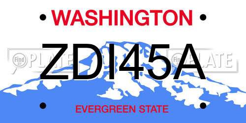 ZDI45A Washington License Plate