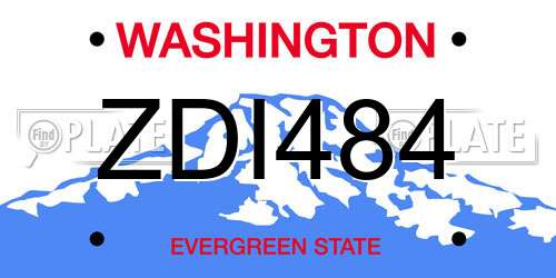 ZDI484 Washington License Plate