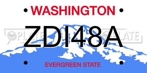 ZDI48A Washington License Plate