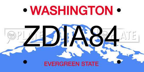 ZDIA84 Washington License Plate