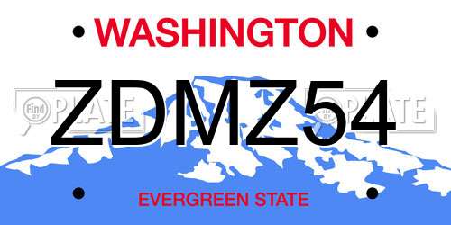 ZDMZ54 Washington License Plate