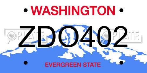 ZDO402 Washington License Plate