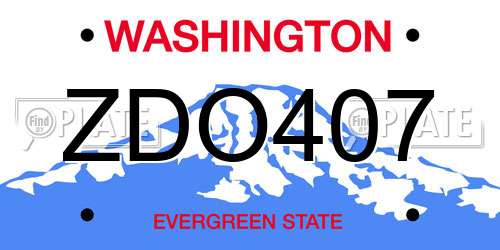 ZDO407 Washington License Plate