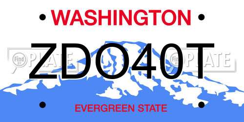 ZDO40T Washington License Plate