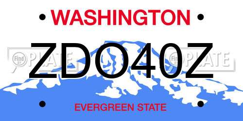 ZDO40Z Washington License Plate