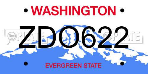 ZDO622 Washington License Plate