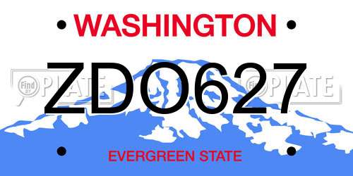 ZDO627 Washington License Plate