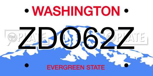 ZDO62Z Washington License Plate