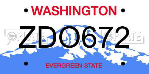 ZDO672 Washington License Plate