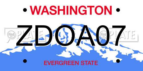 ZDOA07 Washington License Plate