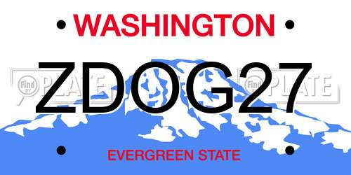 ZDOG27 Washington License Plate