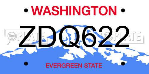 ZDQ622 Washington License Plate