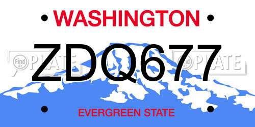 ZDQ677 Washington License Plate