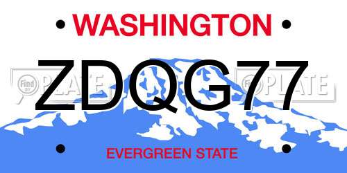 ZDQG77 Washington License Plate