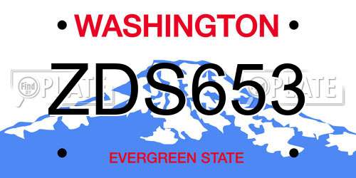 ZDS653 Washington License Plate
