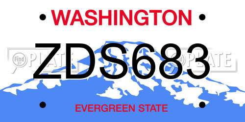 ZDS683 Washington License Plate