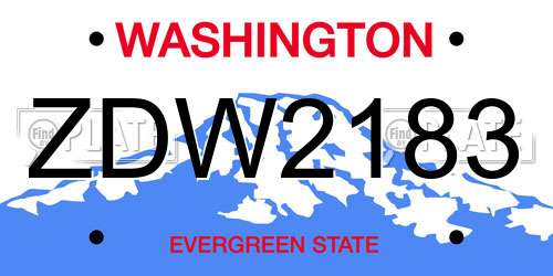 ZDW2183 Washington License Plate