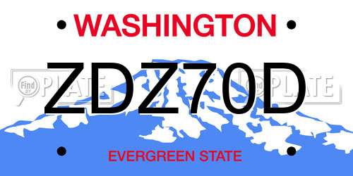 ZDZ70D Washington License Plate