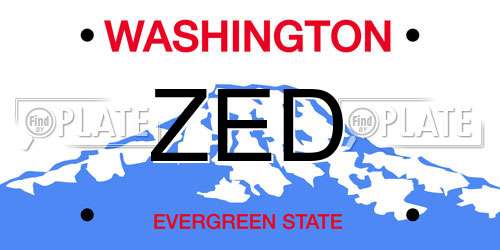 ZED Washington License Plate