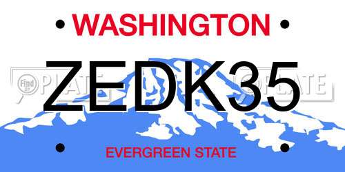 ZEDK35 Washington License Plate