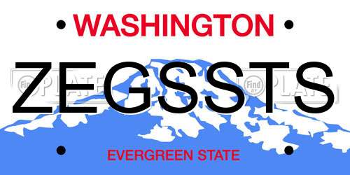 ZEGSSTS Washington License Plate