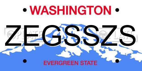 ZEGSSZS Washington License Plate
