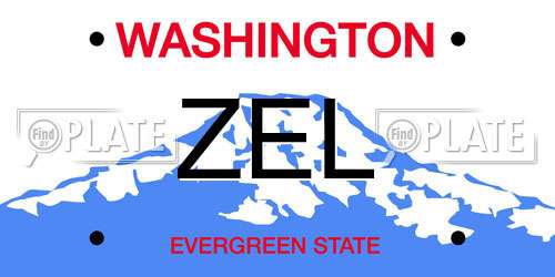 ZEL Washington License Plate