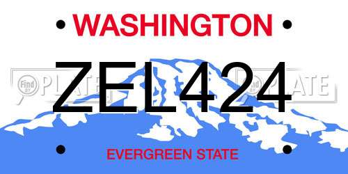 ZEL424 Washington License Plate