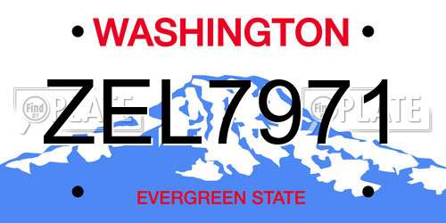 ZEL7971 Washington License Plate