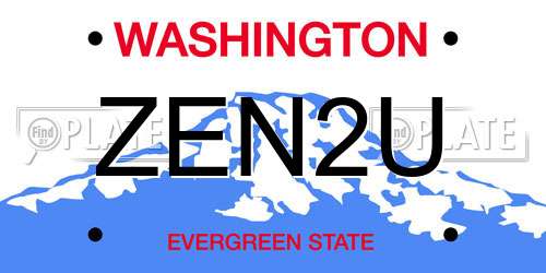 ZEN2U Washington License Plate