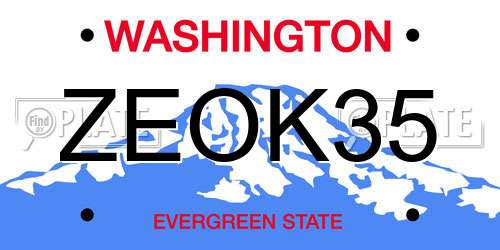 ZEOK35 Washington License Plate