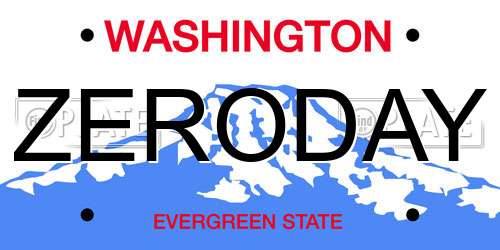 ZERODAY Washington License Plate
