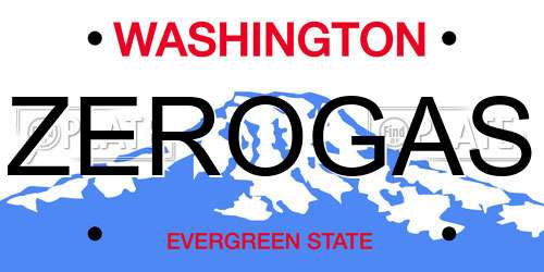 ZEROGAS Washington License Plate