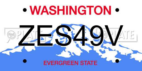 ZES49V Washington License Plate