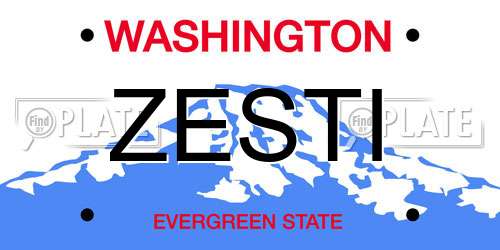 ZESTI Washington License Plate